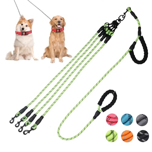 Exceptional 360 Anti-Tangle & No Pull Dog Leash - Four Handle & Reflective for Safety & Convenience - Small & Medium Dogs (Green, 4 Way) - color: Green, size: 4 Way