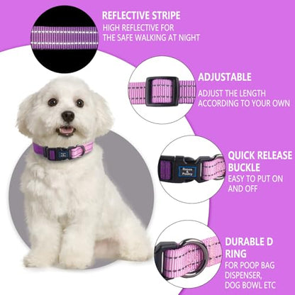 Roses&Poetry Small Dog Collar and Leash Set, Puppy Reflective Leashes with Collars, Adjustable Durable Matching Collar Leash for Small Dogs Girl (Lightpurple-S) - color: LightPurple, size: S
