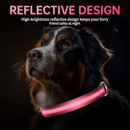 Reflective Dog Collar with Buckle, Heavy Duty Dog Collars with Soft Padded, Adjustable, Ultra-Durable, Pet Collar for Small Medium and Large Dogs (HOT Pink, L) - color: Hot Pink, size: L (18-26'')