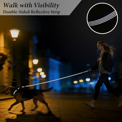 Double Handle Dog Leash 6 FT Reflective 2 Handle Traffic Lead with Padded Grip, Heavy Duty Nylon Leash for Walking Training, for Small Medium Large Dogs, Black - color: Black
