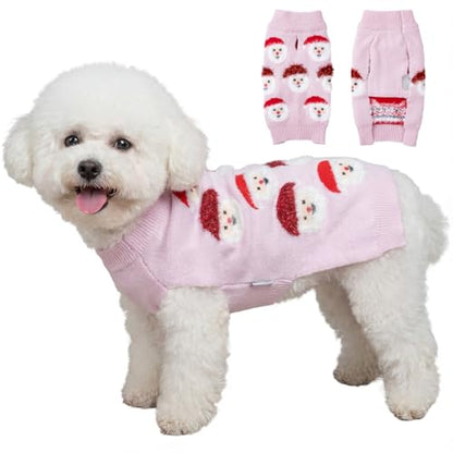 LUBOT NEW Ugly Christmas Sweaters for Puppy Cute Funny Wintertime and Holiday Parties Knitted Pullover Sweater Santa Small Dog Pink Santa X-Small - color: Pink Santa, size: X-Small