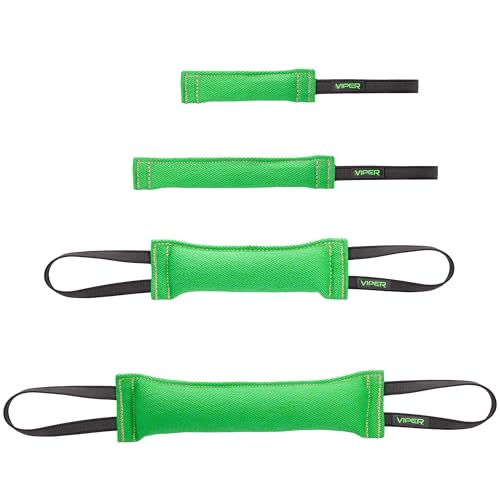 Viper Heavy Duty French Linen Dog Bite Tug Toy - K9 Trainer, Tough and Durable for Dogs Shutzhund IPO K-9 - Green - 12in L x 2in W - color: Green, size: 12in L x 2in W