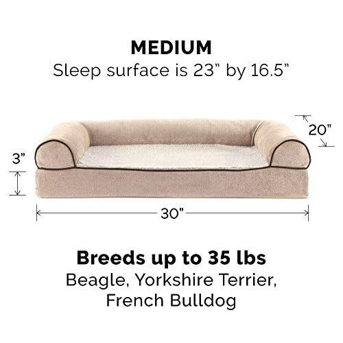 Furhaven Replacement Dog Bed Cover Sherpa & Chenille Sofa-Style, Machine Washable - Cream, Medium - color: (Sherpa & Chenille) Cream, size: Medium