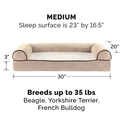 Furhaven Replacement Dog Bed Cover Sherpa & Chenille Sofa-Style, Machine Washable - Cream, Medium - color: (Sherpa & Chenille) Cream, size: Medium