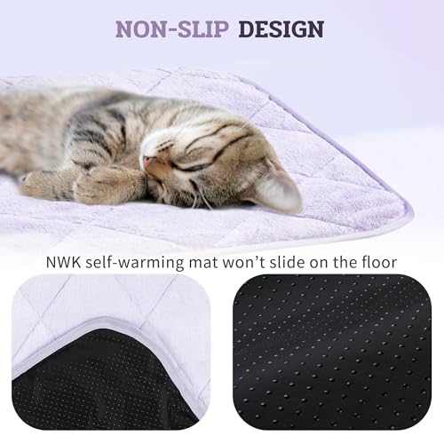 NWK Fluffy Self Warming Cat Mat, Cat Blanket, Thermal Dog Mat, Washable, Non-Slip Bottom for Sofa & Crate & Kennel & Car Seat (Purple, X-Large (45'' X 28'' X 0.4'')) - color: Purple, size: X-Large (45'' X 28'' X 0.4'')