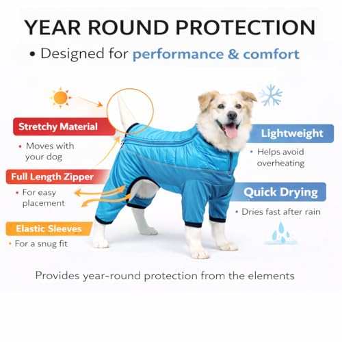 Pet Life ® Aura-Vent Lightweight 4-Season Stretch and Quick-Dry Performance Full Body Dog Coat Pet Jacket - color: Blue, size: Medium