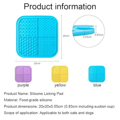 Lick Mat for Dogs & Cats 3 Pack with Suction Cups, Slow Feeder Bowls, Cat Lick Mat for Anxiety Relief, Dog Toys to Keep Them Busy, Enrichment Toys for Bathing, Cat Licking Pad for Boredom