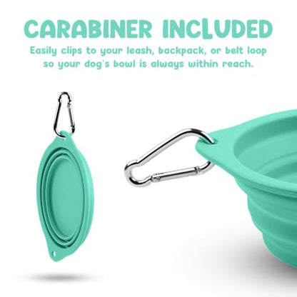 Collapsible Dog Bowl - 800ml/27 oz Portable Silicone Travel Water Bowl for Dogs with Carabiner | Foldable, Dishwasher Safe | Hiking, Camping Dog Essentials & Outdoor Pet Feeding - Green - color: Green