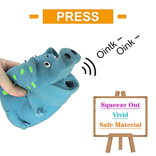 Andiker Dog Squeaky Toy, Dots Latex Dog Chew Toys with a Oinks Sound Squeaker Grunting Pig Dog Toy Durable Self Play 8" Dogs Squeeze Toy for Dental Biting Chasing to Kill Boring Time (Blue) - color: blue