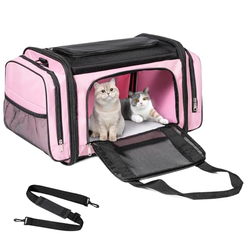 Discala Large Cat Carrier for 2 Cats, Pet Carrier, Dog Carrier for Small Dogs, Cat Carrier Soft, Collapsible Large Pet Carrier for Traveling Indoor and Outdoor Uses - Pink 23"x13"x13" - color: Pink, size: 23.2"L x 13.0"W x 13.0"H