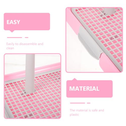 Kisangel Plastic Dog Toilet Potty Tray with Detachable Anti-Slip Mesh, Indoor Puppy Pee Station for Small & Medium Dogs, Pet Toilet for Home Office Kitchen & Bathroom - color: Pink