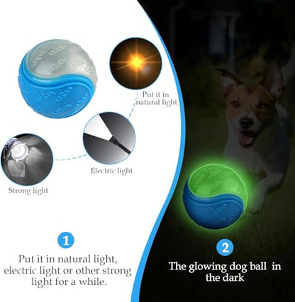 6Pcs Squeaky Glow in the Dark Dog Balls, Durable Rubber Glow Balls for Dogs, High Bounce Interactive Dog Glow Ball, 2.5Inch Universal Size for All Dogs—Indoor Outdoor Light Up Ball (Glow in the Dark)