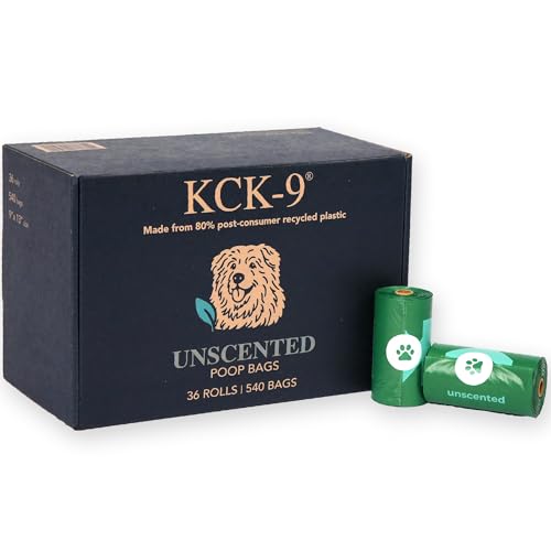 80% Recycled Plastic Dog Poop Bags – Extra Thick, Leak Proof Waste Bags, Big Dog Approved (Unscented, 540 Bags) - size: 540 Count (Pack of 1), style: Unscented
