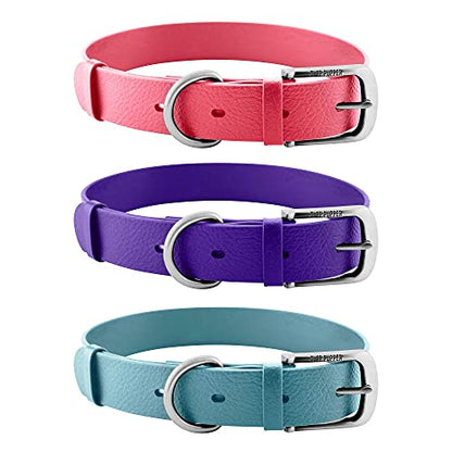 Tuff Pupper Classic Heavy Duty Dog Collar | 10x Stronger Than Leather | 100% Waterproof & Odor Proof Dog Collar | Tough Rust-Proof All Metal Hardware - color: Punch Pink
