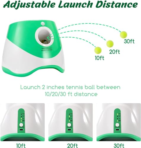 SOCO Automatic Ball Launcher for Dogs, 15 2-Inch Balls, Green | USB Rechargeable, 10/20/30 ft Throws, Indoor/Outdoor Fetch Toy, Mesh Bag, Small & Medium Dogs - color: Green-15 balls