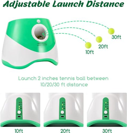 SOCO Automatic Ball Launcher for Dogs, 15 2-Inch Balls, Green | USB Rechargeable, 10/20/30 ft Throws, Indoor/Outdoor Fetch Toy, Mesh Bag, Small & Medium Dogs - color: Green-15 balls