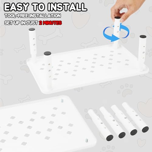 Elevated Cat Food Stand, Adjustable Height Automatic Feeder Stand for Cats Dog Pet Feeding station, Cat Feed Table Suitable for Most Automatic Pet Feeders & Water Dispensers(White)-Non slip - color: White