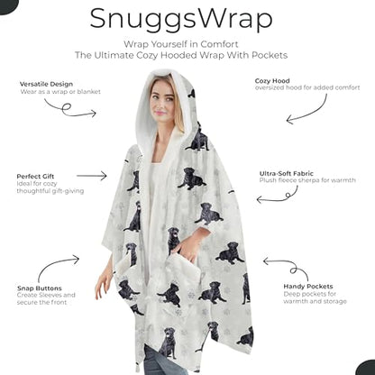 E&S Pets Sherpa Wearable Blanket Hoodie for Women – Soft Fleece Snuggs Wrap – 32 Dog & Cat Breeds – Warm Pet Lover Gifts - color: Labrador Black
