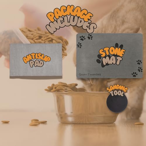 Quinn Essentials Dog Water & Feeding Mat Fast-Dry Diatomaceous Stone Tray for Bowls, Anti-Slip, Spill Control, Cleaner Area, Cat Feeding Tray, Travel Pet Mat