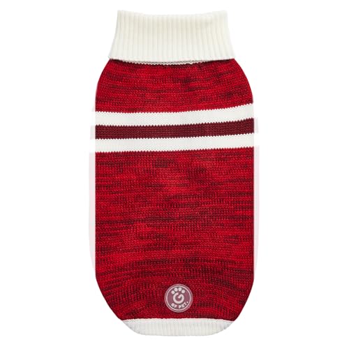 GF PET Trekking Sweater | Quality Multi-Knit Turtleneck for Small, Medium, Large Dogs | Warm Striped Heathered Pullover with Ribbed Armholes | 100% Acrylic | Machine Washable - Red - Med - color: Red, size: Medium