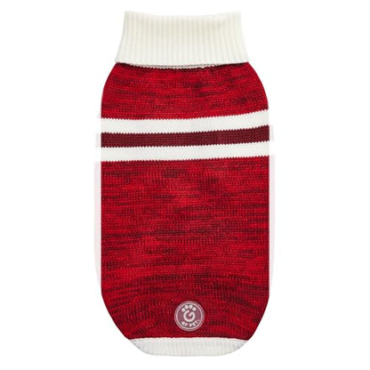 GF PET Trekking Sweater | Quality Multi-Knit Turtleneck for Small, Medium, Large Dogs | Warm Striped Heathered Pullover with Ribbed Armholes | 100% Acrylic | Machine Washable - Red - 2X Large - color: Red, size: XX-Large