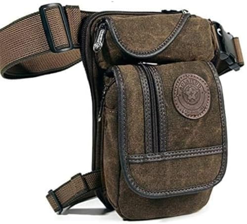 Canvas Drop Leg Bag Outdoor Waist Pack for Men Women Tactical Military Motorcycle Bike Cycling Multi-Pocket Waist Fanny Pouch Travel Hiking Climbing Thigh Bag Pocket - color: Brown