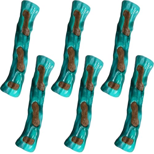 Dog Bones Chew Toys for Aggressive Chewers, 6 Pack Real Beef Flavor,Indestructible Dog Teething Chew Toys for Large/Medium/Small Breed,Tough Toy with Durable Nylon - size: ST beef Flavor 6 PCS