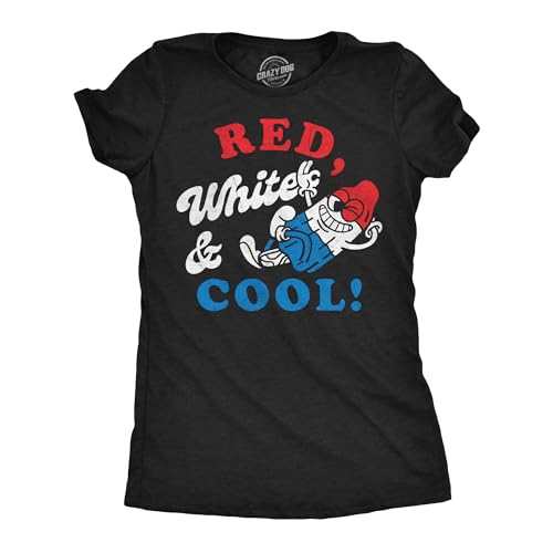 Womens Patriotic T Shirts Funny Fourth of July Tees for Women on Independence Day - color: Heather Black - Red White Cool, size: Large
