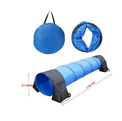 10 Foot Dog Agility Tunnel with Sandbagsl - Premium Dog Agility Equipment for Effective Pet Agility Training.