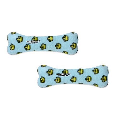 MIGHTY Tuffy 2 Pack Bone Dog Toy: Ultra Durable Plush Toy with Multiple Layers & Reinforced Seams, Washable and Floats, Vinyl Bone & Fleece - color: 2PK Blue Bone