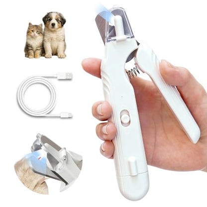 Safe 2-in-1 Dog & Cat Nail Clipper and Grinder LED Safety Light Illuminates the Quick to Prevent Over-Cutting or Bleeding, USB Rechargeable, Low Noise Motor Keeps Pets Calm Grooming for All Pet Sizes