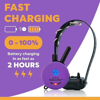 Educator ME-300 Micro E Collar for Dog Training with Remote - 1/3 Mile Range, Waterproof, 100 Blunt Stimulation Levels, Tone or Vibration Mode, Night Tracking Light for Small, Medium & Large Dogs - size: 1 Dog - ME-300