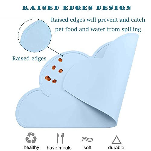 JiangYanus Dog Cat Food Bowl Mat, Waterproof Silicone Pet Feeding Mat | Placemat for Food and Water Bowls, Nonslip Cat Dog Food Placemat Tray Mat, Raised Edges to Prevent Water Spills on Floors - color: Dark Green