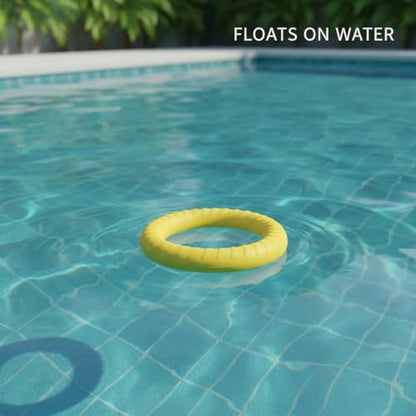 Easy-Grab Floating Dog Disc, Soft EVA Foam Flying Toy for Water Fetch, Yellow - size: 3.94 x 3.94 x 1.18 in