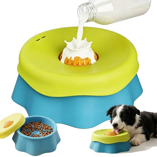 Slow Feeder Dog Bowls for Liquid Treats with Rolling Ball Silicone Interactive Dog Lick Bowl for Bone Broth & Wet Food Anti-Slip Lick Mat