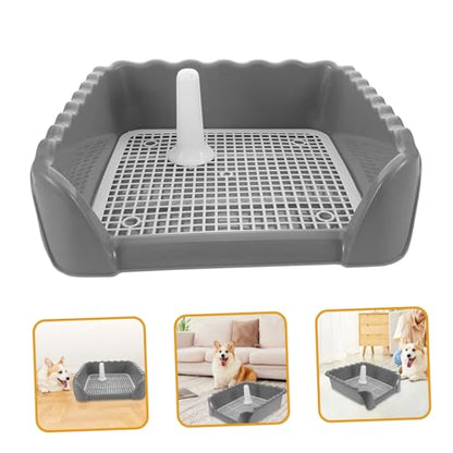 Indoor Dog Toilet with Induction Column Medium Dog Potty Training Tray with Mesh Grid for Easy Cleaning for Home Balcony Use