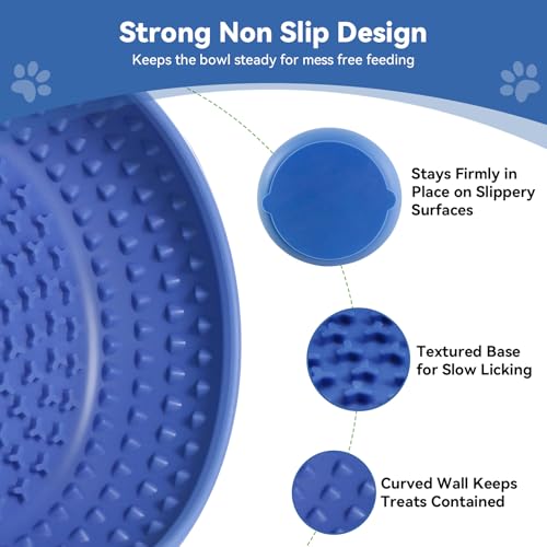 CNMSGM Slow Feeder Dog Bowl, BPA-Free Silicone Lick Mat for Small and Medium Dogs, Non-Slip & Dishwasher Safe(Blue-Large) - color: Blue, size: Large