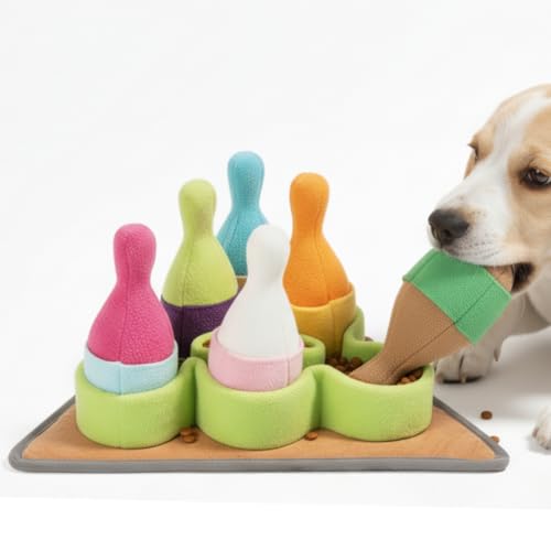 American Brand | Interactive Dog Puzzle Toy | Anti-Boredom & Mental Stimulation | Snuffle Mat for Dogs | Slow Feeding & Enrichment Game | Small, Medium, Large Dogs | Pizza or Bowling (Bowling) - color: Bowling