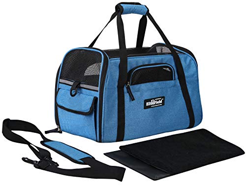 EliteField Soft Pet Carrier (3 Year Warranty, Airline Approved) Soft Sided Dog Puppy Cat Carrier Travel Bag (X-Large: 21" L x 12" W x 13" H, Sapphire Blue) - color: Sapphire Blue, size: 21.0"L x 12.0"W x 13.0"H