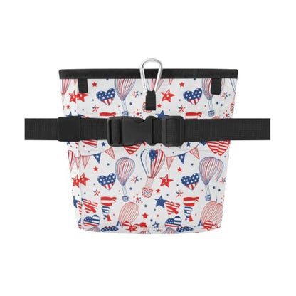 Independence Day Pattern Water-Resistant Dog Treat Pouch, 3 Ways to Wear Treat Bag with Magnetic Closure & Reflective Strip, Hands-Free for Pet Training, Walking