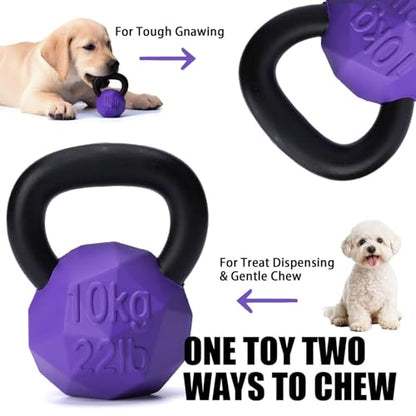 MECOOL Indestructible Dog Toy for Aggressive Chewers - Heavy Duty Chew Ring with Durable Nylon and Treat Dispenser Rubber Base, Interactive Food Puzzle Dog Chew Toy,Medium Purple for Puppy - size: S Purple