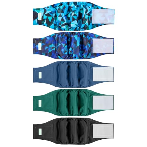 wegreeco Small Dog Diapers Male,Reusable Belly Bands for Male Dogs,Washable Doggie Puppy Male Diapers Wraps,Medium Large Size(5 Pack X-Small, Dark Geometry) - color: Dark Geometry, size: X-Small