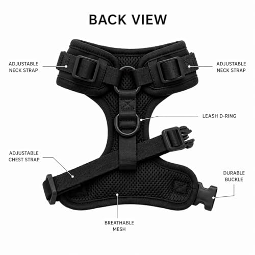 Premium No-Pull Dog Harness Soft Neoprene & Breathable Mesh Vest with Front & Back Clip D-Rings Adjustable Lightweight Walking Harness for Puppies, Small & Medium Dogs (Black, M) - color: Black, size: M: Neck=15.4-20.1''/Chest=18.1-24.4''