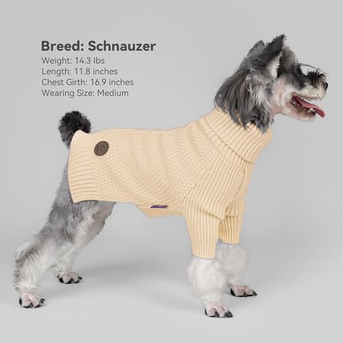 cyeollo Small Dog Sweater with Long Sleeves Turtleneck Knitted Sweaters Winter Dog Clothes Sweaters for Small Dogs S - color: Beige, size: Small