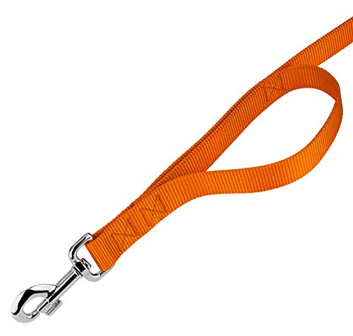 Country Brook Petz - Vibrant 17 Color Selection - Heavyduty Doublehandle Nylon Leash (6 Foot, 3/4 Inch Wide, Orange) - color: Orange