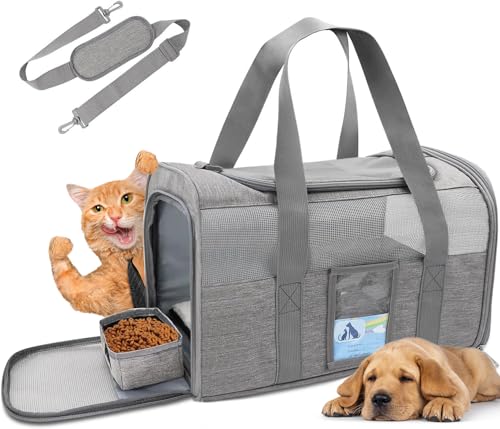 Refrze Cat Carrier,Dog Carriers for Small Dogs Medium Cats Pet Carrier up to 15 Lbs, TSA Airline Approved Cat Carrier Soft, Cat Dog Crate Travel Bag,Grey - color: Grey, size: 17.0"L x 12.0"W x 11.0"H