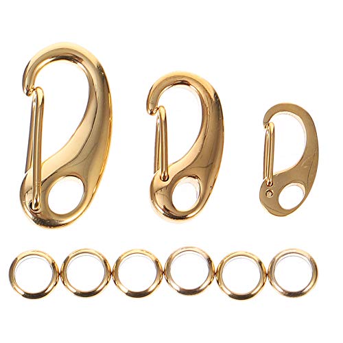 3pcs pet tag Quick Clip Stainless Steel Load Hook with 6pcs Rings for pet id Tags Keychain Buckles Harnesses Gold