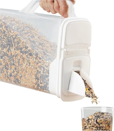 Buddeez Pet Food Storage Container - 8 Quart Capacity Bird Seed Container & Dog Food Storage, with Durable EZ Grip Handle and EZ Flip Lid with Pour Spout - color: White Lid, size: 1 Pack (8 Quart)