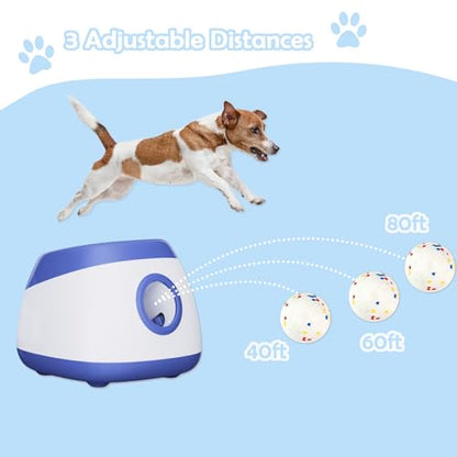 Automatic Dog Ball Thrower Launcher Interactive Toys, Auto Dog Ball Launcher for Medium to Large Dogs, Remote Control Tennis Balls Machine for Dogs, Pet Mental Stimulation Toys, with 6 Balls - color: blue