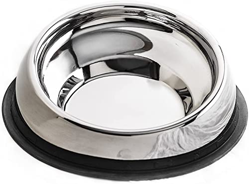 Enhanced Pet Bowl, Stainless Steel Slanted Dog Bowl with Raised Ridge for Flat-Faced Dog Breeds or Cats, Food-Grade Non-Slip No Spill Bowl for Dogs, Less Mess, Less Gas, and Better Digestion (Small) - size: Small